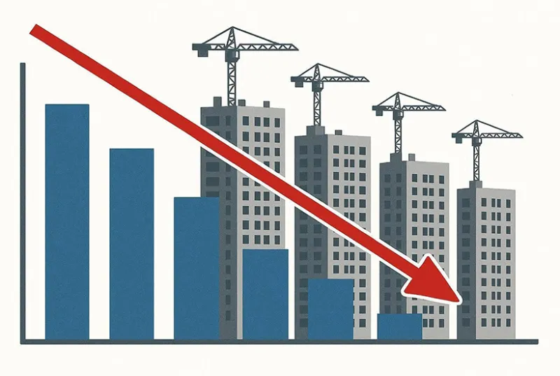 Объем новых разрешений на возведение жилья в Москве за год упал на 44,5%